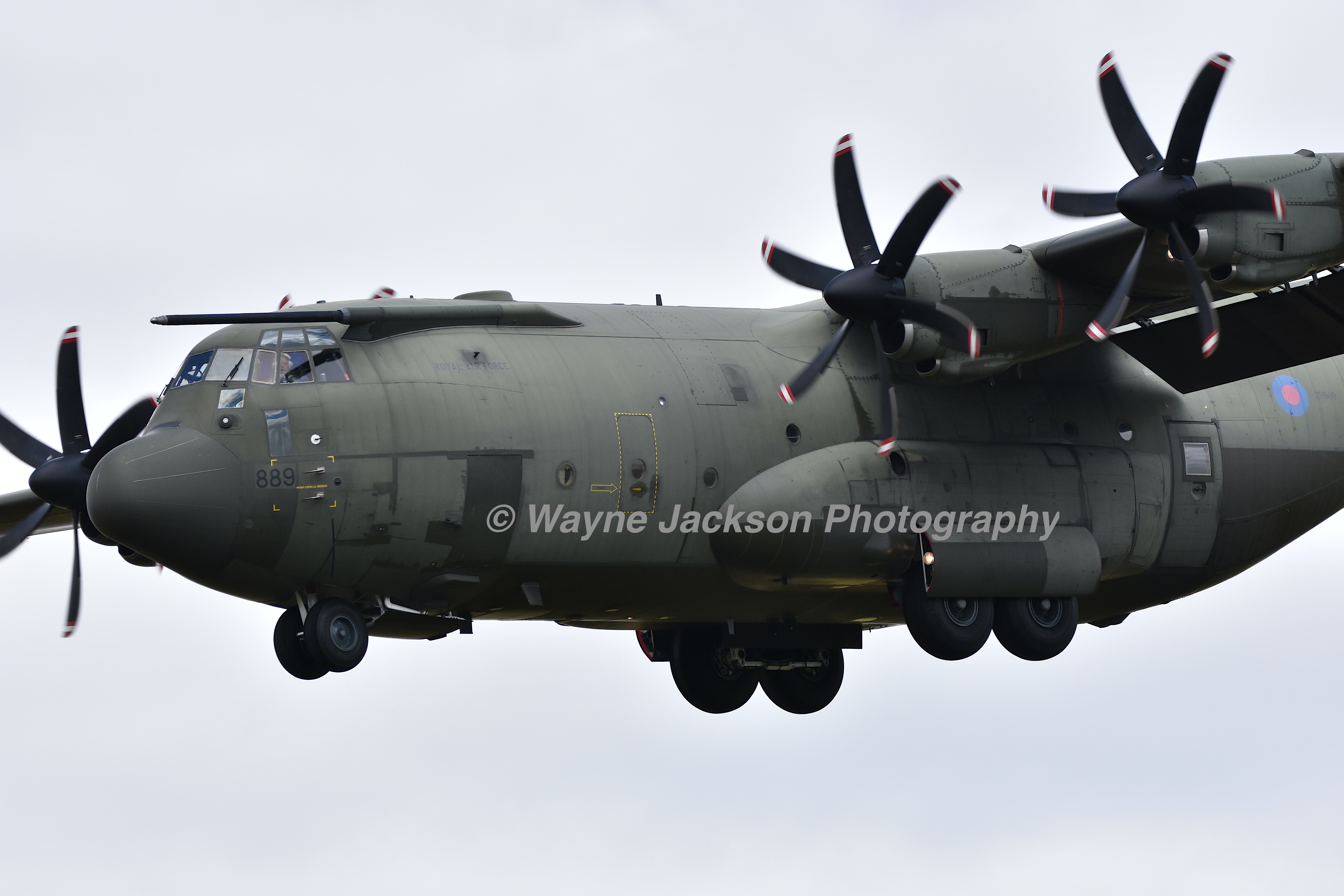 An RAF Hercules coming into land at Royal Air Force Brize Norton