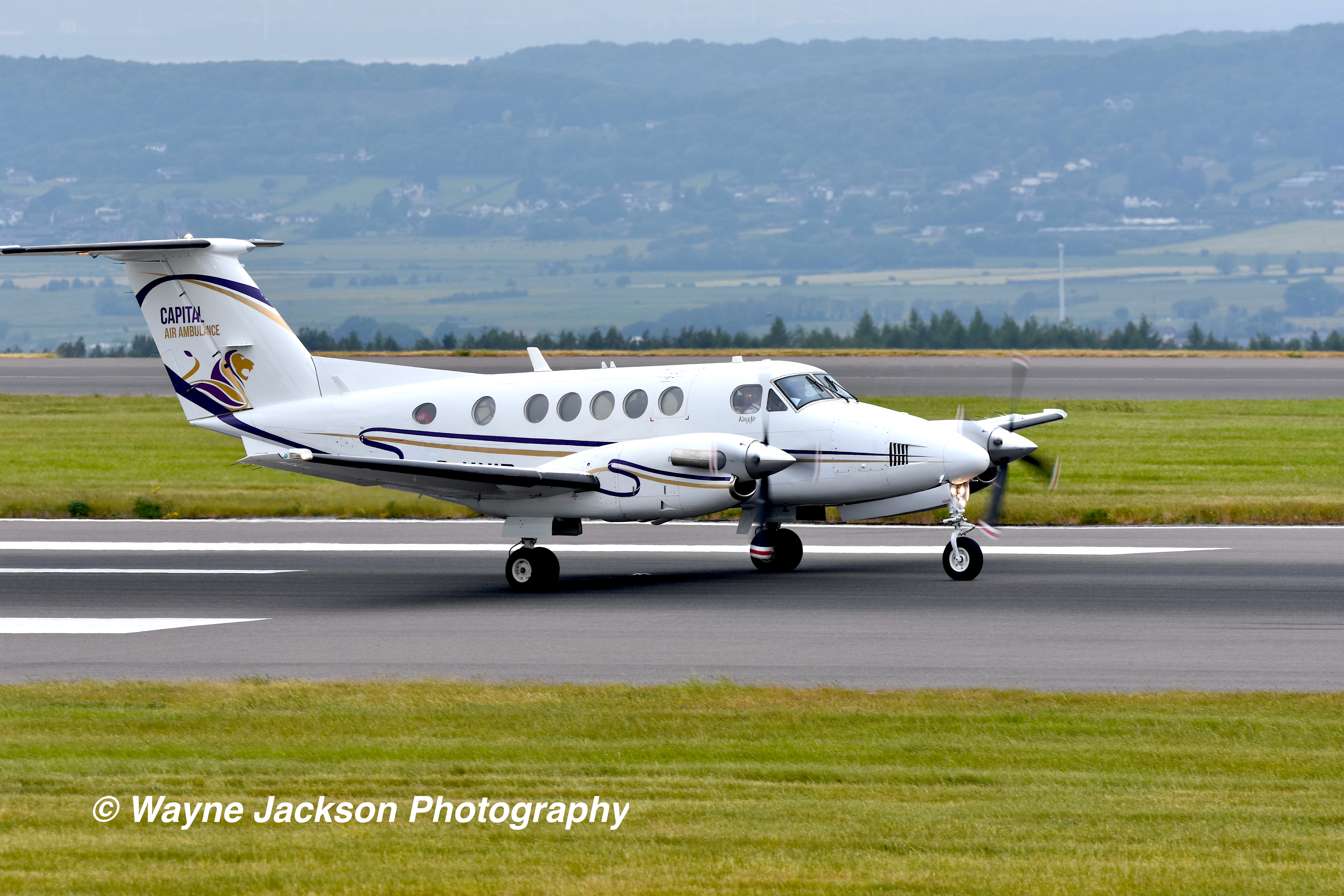 Capital Air Ambulance about to take off from Bristol Airport