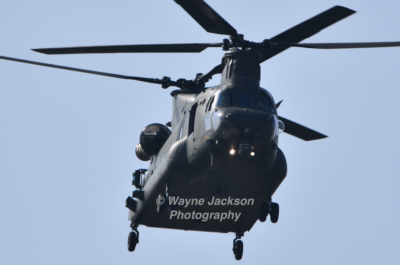 An RAF Chinook just taken off from Brize Norton